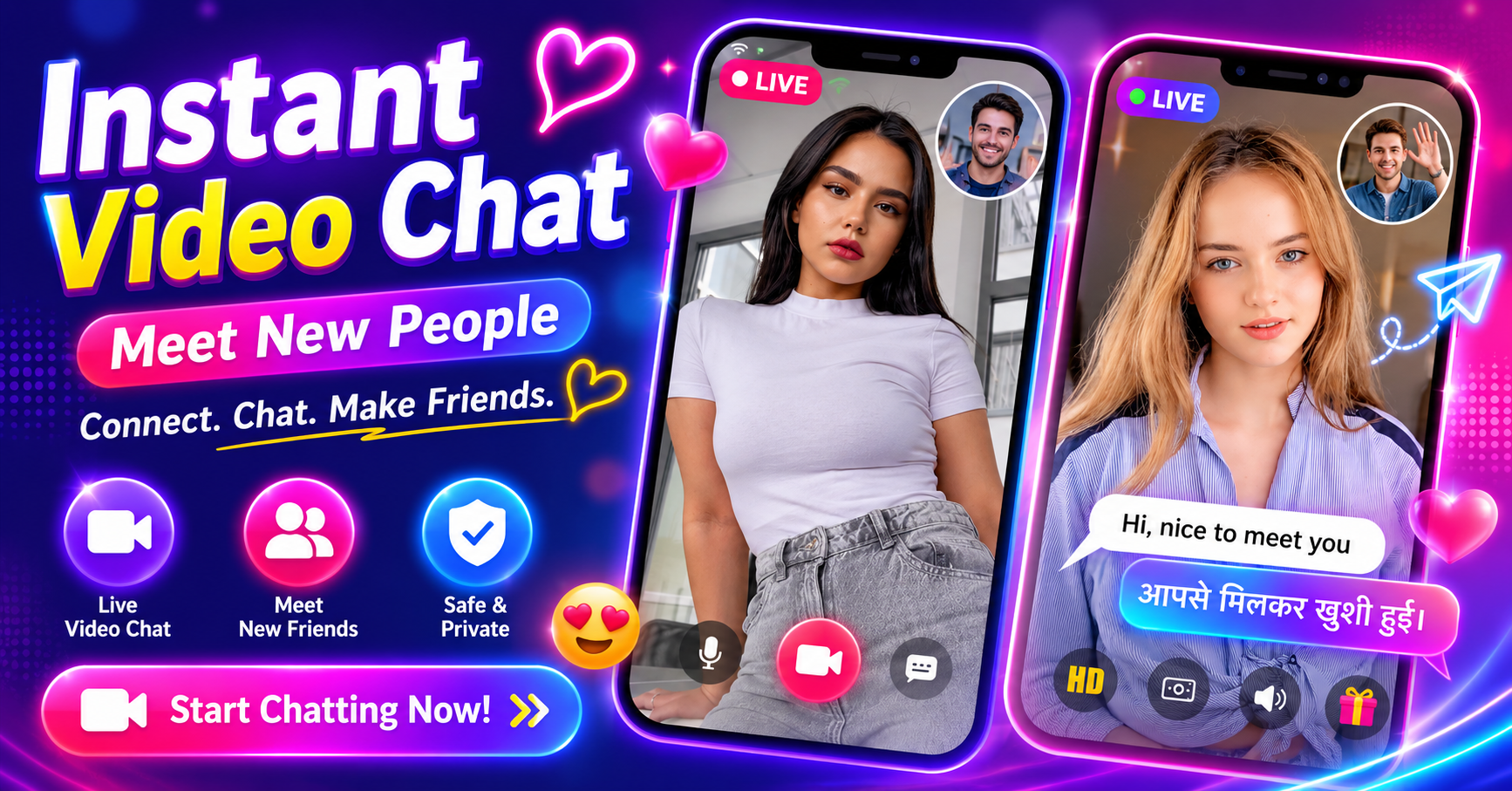 Instant random video chat and meet new people