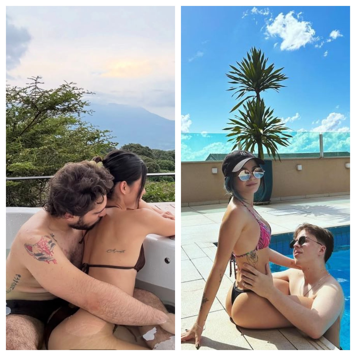 Couples by pool and hot tub showing relaxed chemistry from video sex chat practice