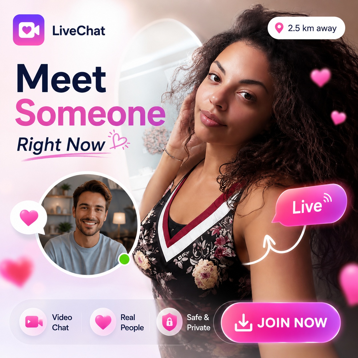 Meet someone right now with live private video chat