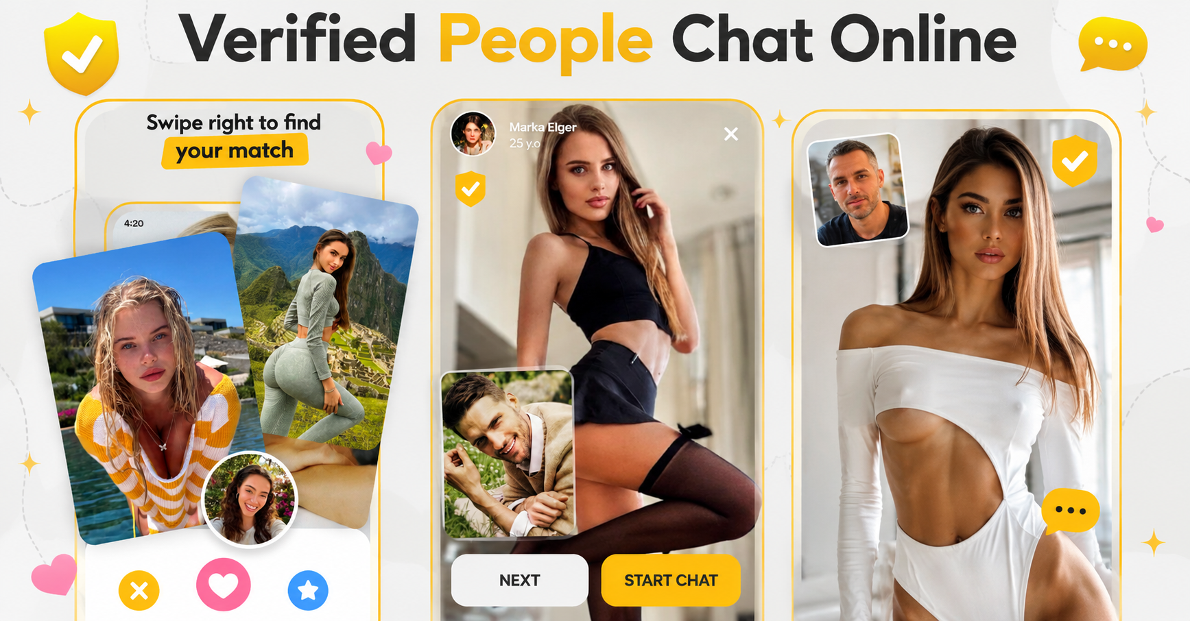 Verified people chat online with private chat previews