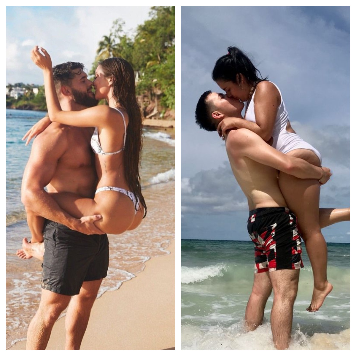 Couples at beach in intimate moments reflecting live sex video chat energy