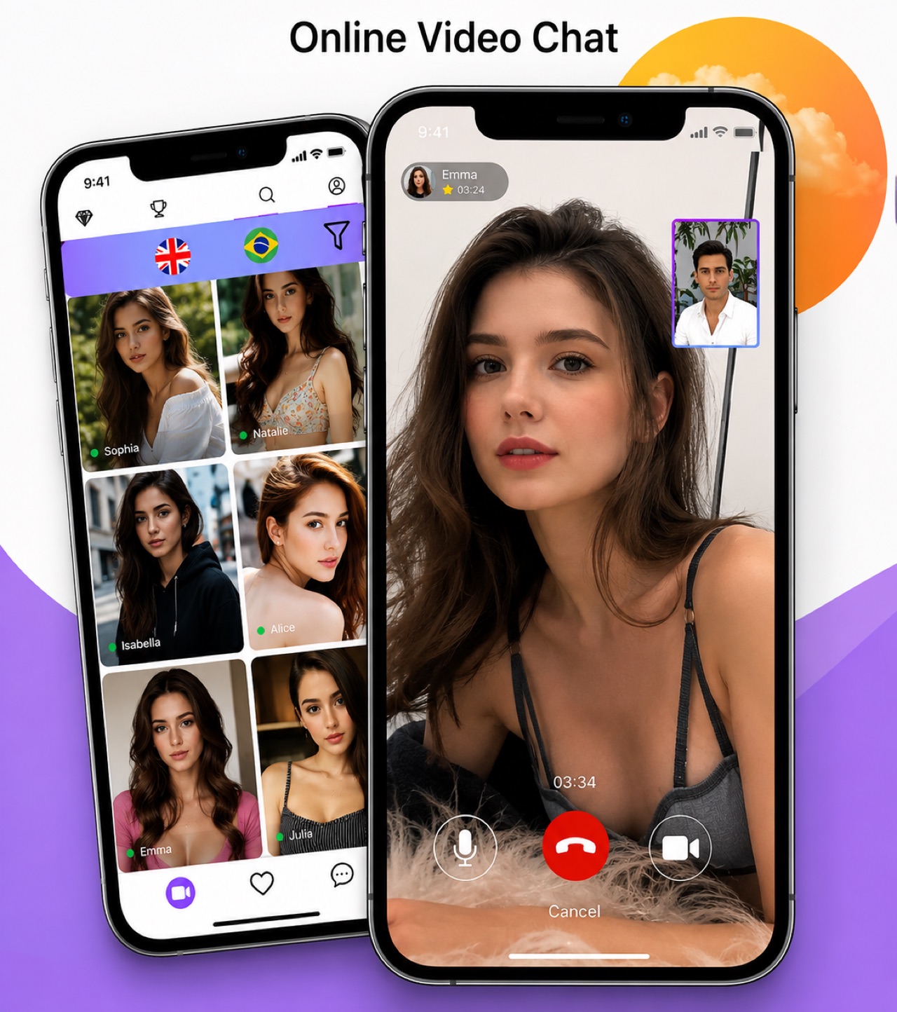 MeetChats online video chat interface for private conversations